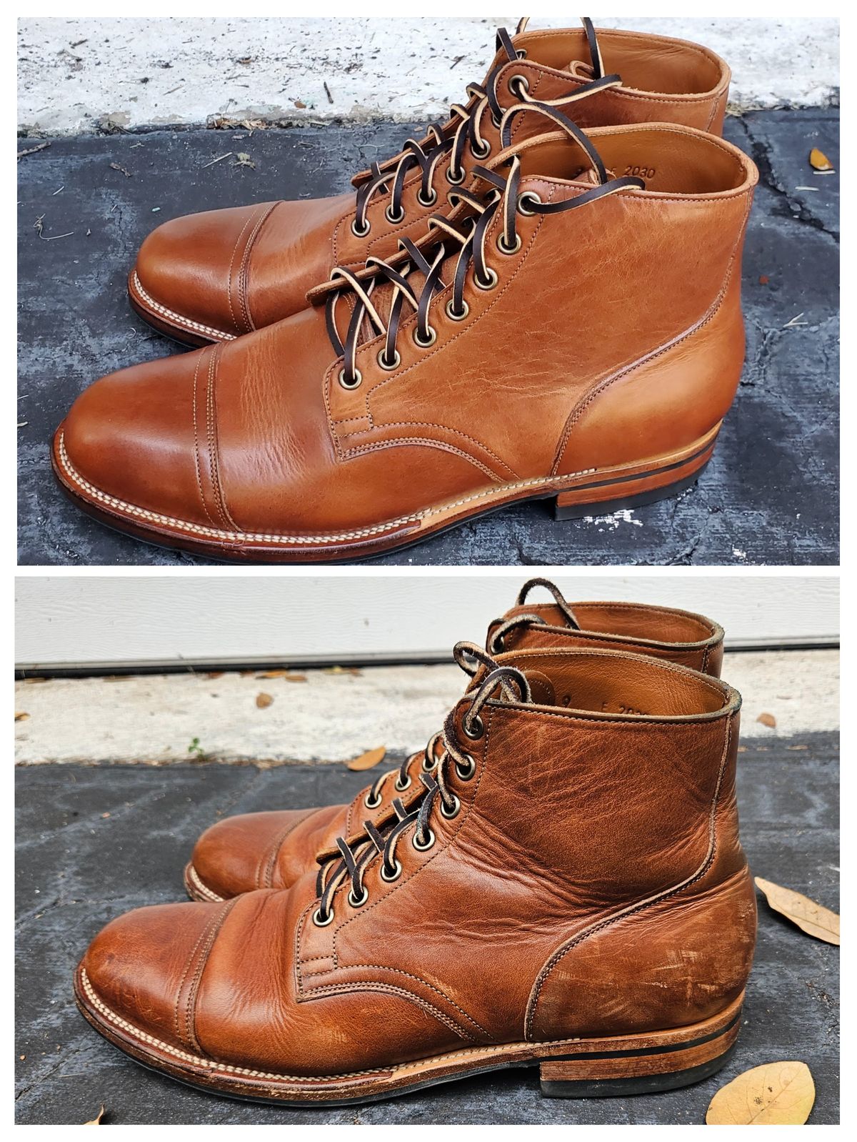 Photo by grim_f on February 5, 2024 of the Viberg Service Boot in Horween Toasted Coconut Dublin.
