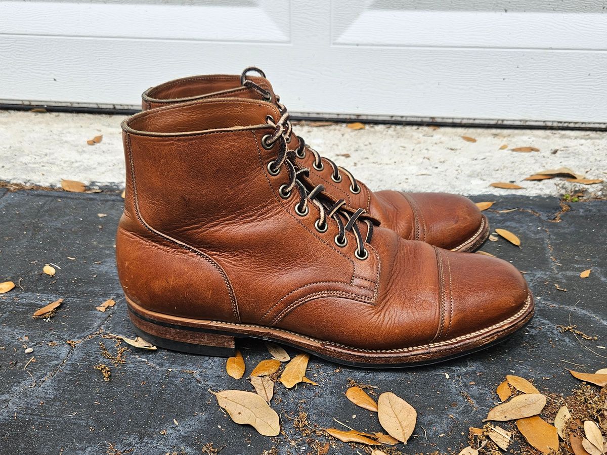 Photo by grim_f on March 2, 2024 of the Viberg Service Boot in Horween Toasted Coconut Dublin.