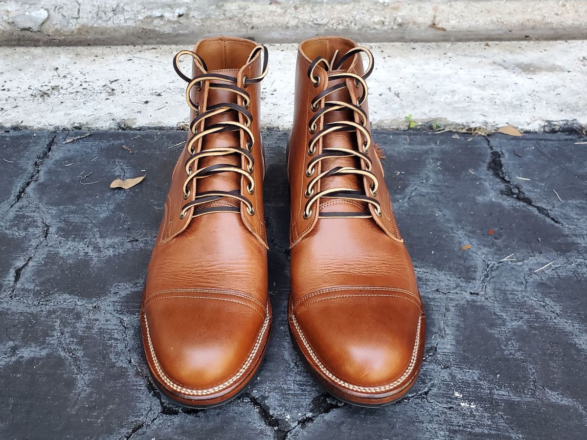 Photo by grim_f on October 1, 2023 of the Viberg Service Boot in Horween Toasted Coconut Dublin.