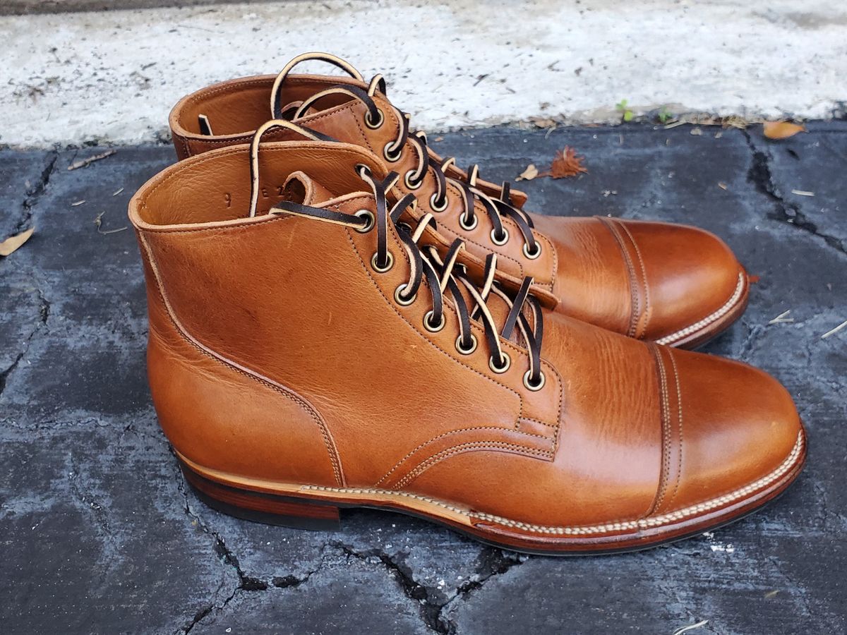 Photo by grim_f on October 1, 2023 of the Viberg Service Boot in Horween Toasted Coconut Dublin.