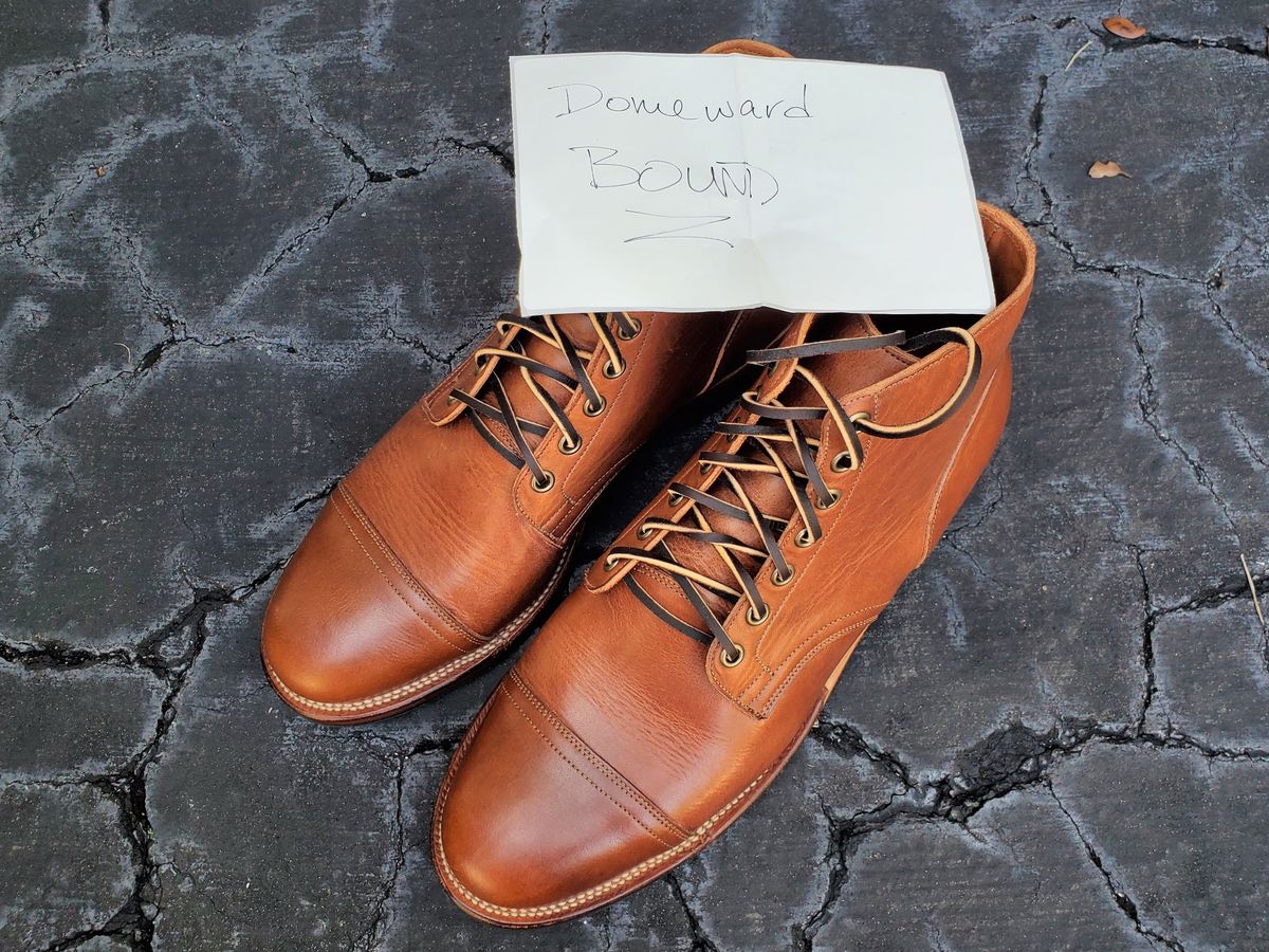 Photo by grim_f on October 1, 2023 of the Viberg Service Boot in Horween Toasted Coconut Dublin.