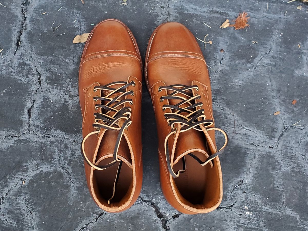 Photo by grim_f on October 1, 2023 of the Viberg Service Boot in Horween Toasted Coconut Dublin.