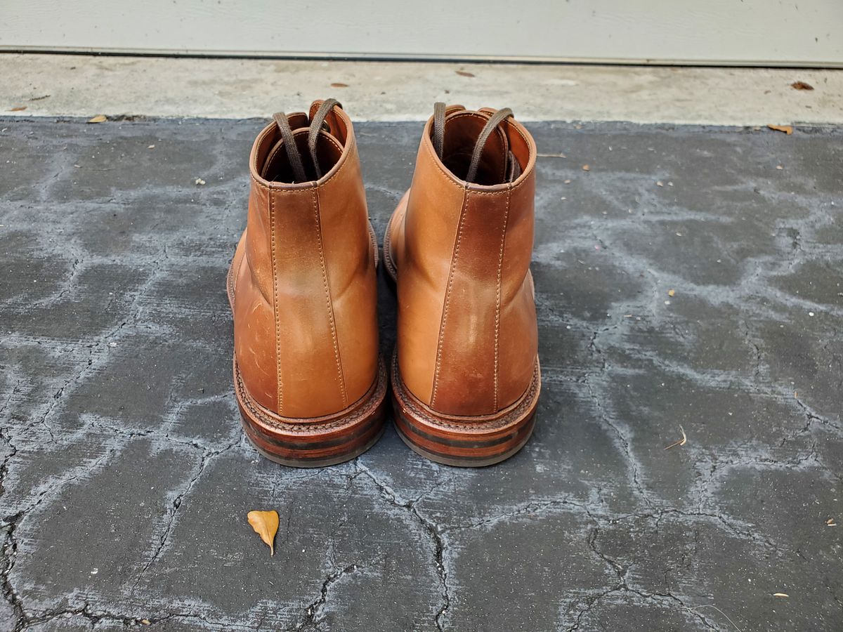 Photo by grim_f on January 4, 2023 of the Grant Stone Edward Boot in Horween Honey Glazed Shell Cordovan.