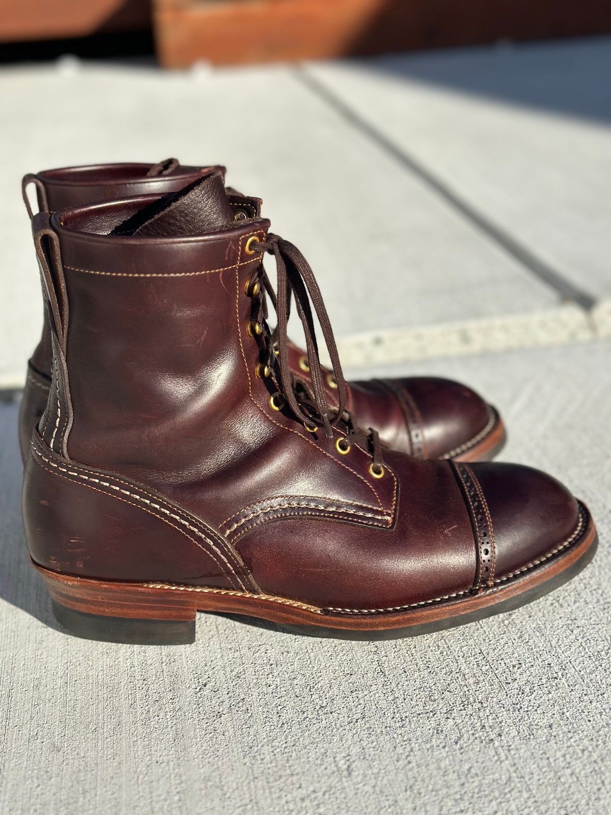 Photo by Cheng_Iron_Boots on December 4, 2024 of the Iron Boots Iron Dragon in Seidel Brown Double Shot.