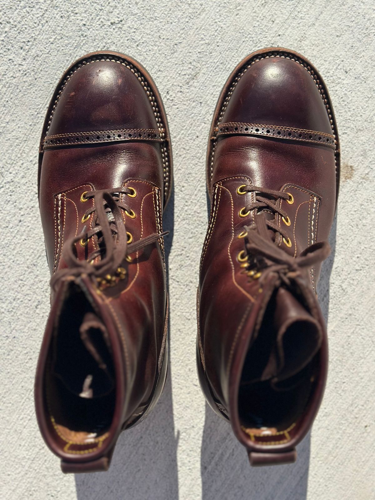 Photo by Cheng_Iron_Boots on December 4, 2024 of the Iron Boots Iron Dragon in Seidel Brown Double Shot.