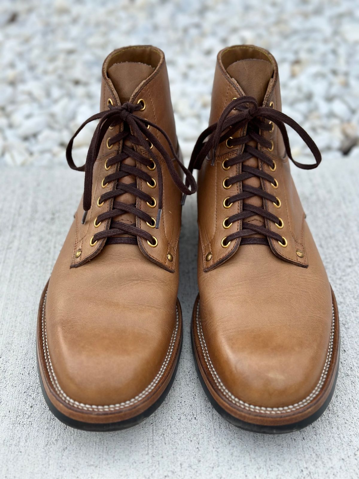 Photo by Cheng_Iron_Boots on November 3, 2023 of the Iron Boots x Østmo Type 1 in Seidel Crust Double Shot.