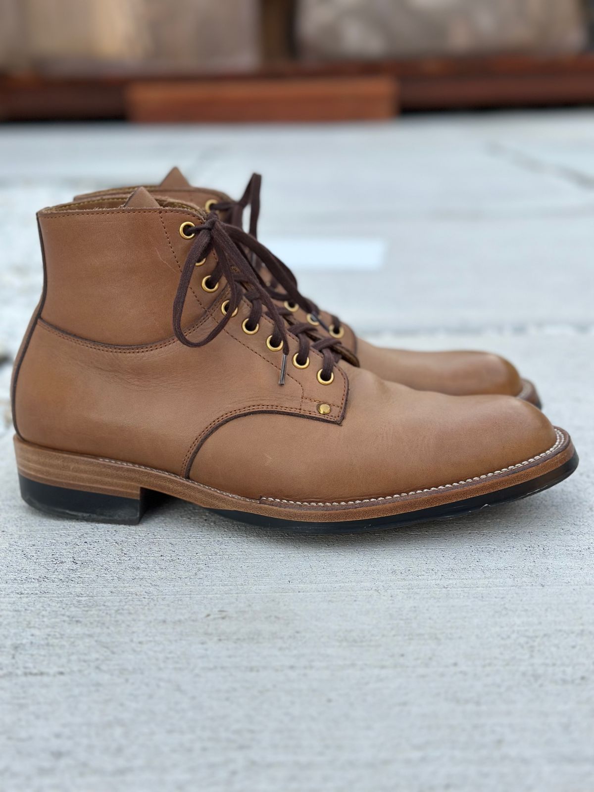 Photo by Cheng_Iron_Boots on November 3, 2023 of the Iron Boots x Østmo Type 1 in Seidel Crust Double Shot.