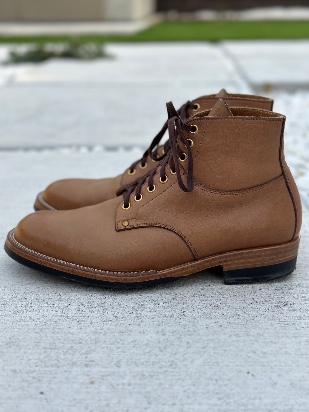 Photo by Cheng_Iron_Boots on November 3, 2023 of the Iron Boots x Østmo Type 1 in Seidel Crust Double Shot.