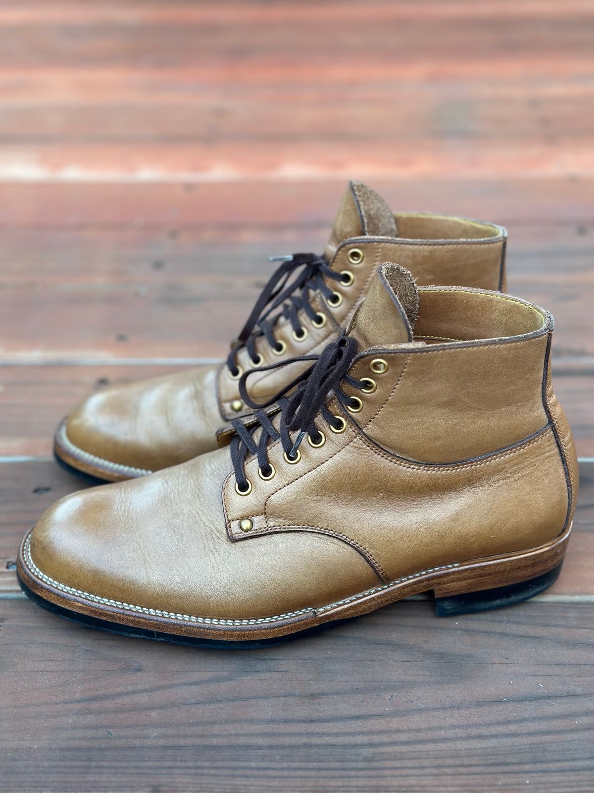 Photo by Cheng_Iron_Boots on January 5, 2024 of the Iron Boots x Østmo Type 1 in Seidel Crust Double Shot.