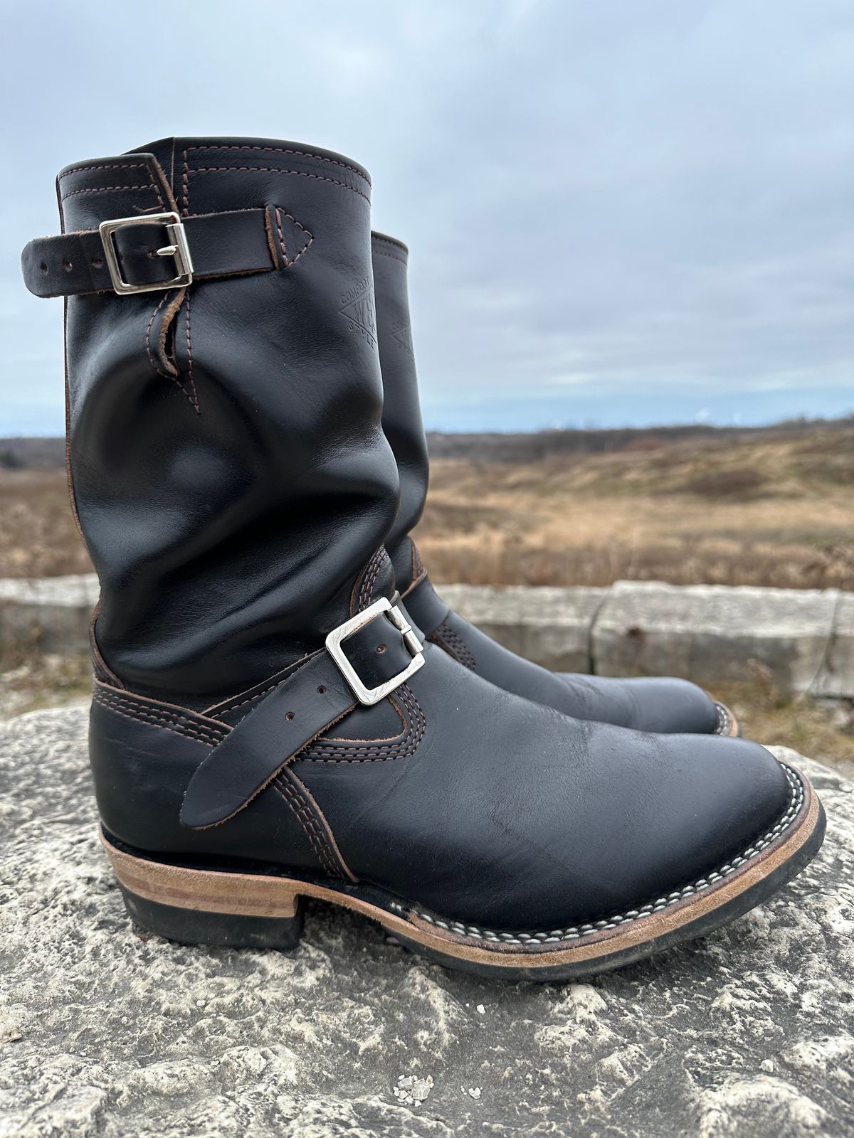 Photo by Deckard on January 1, 2024 of the Wesco Mister Lou in Maryam Black Horsehide.