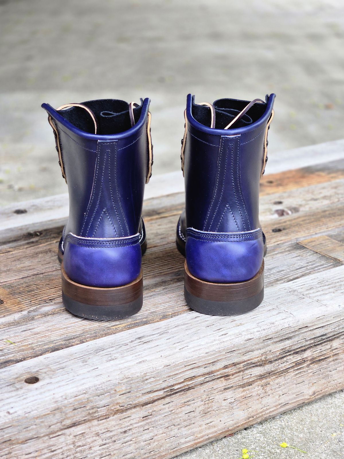 Photo by ShnyHntr91 on April 18, 2026 of the Nicks 1925 Last Moc Toes in Wickett & Craig, Double Stuffed Cobalt.