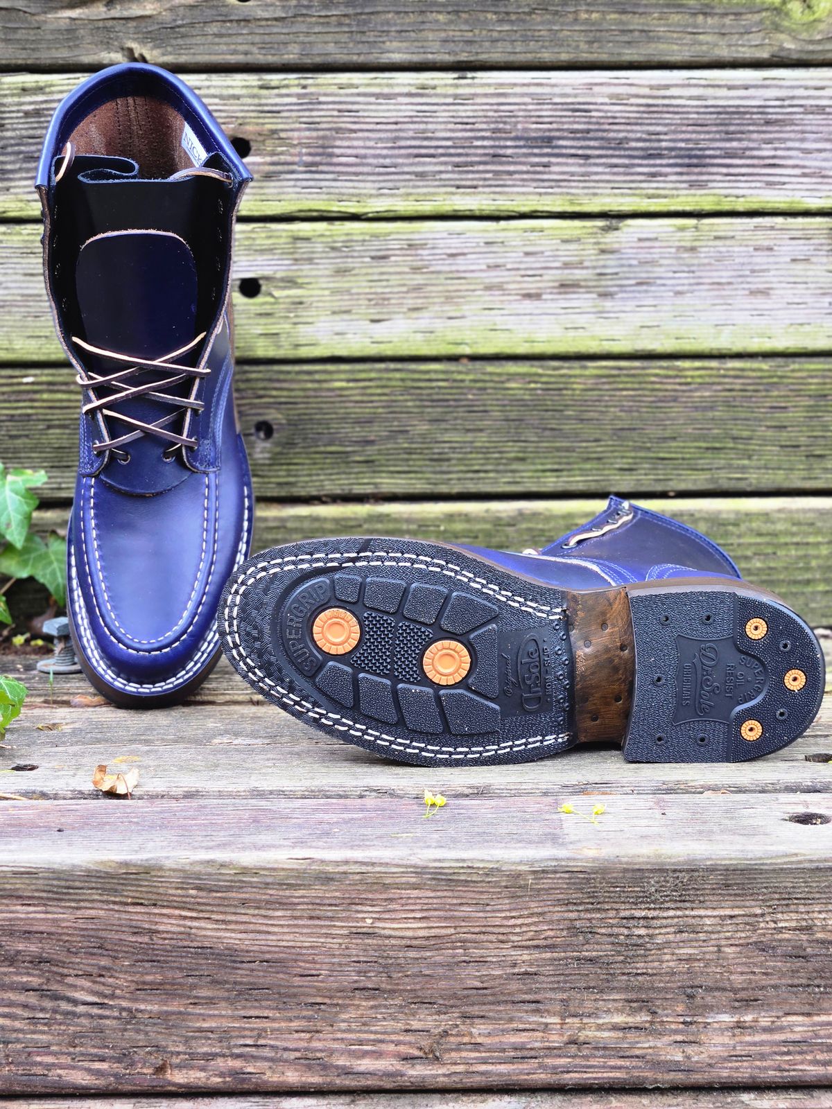 Photo by ShnyHntr91 on April 18, 2026 of the Nicks 1925 Last Moc Toes in Wickett & Craig, Double Stuffed Cobalt.