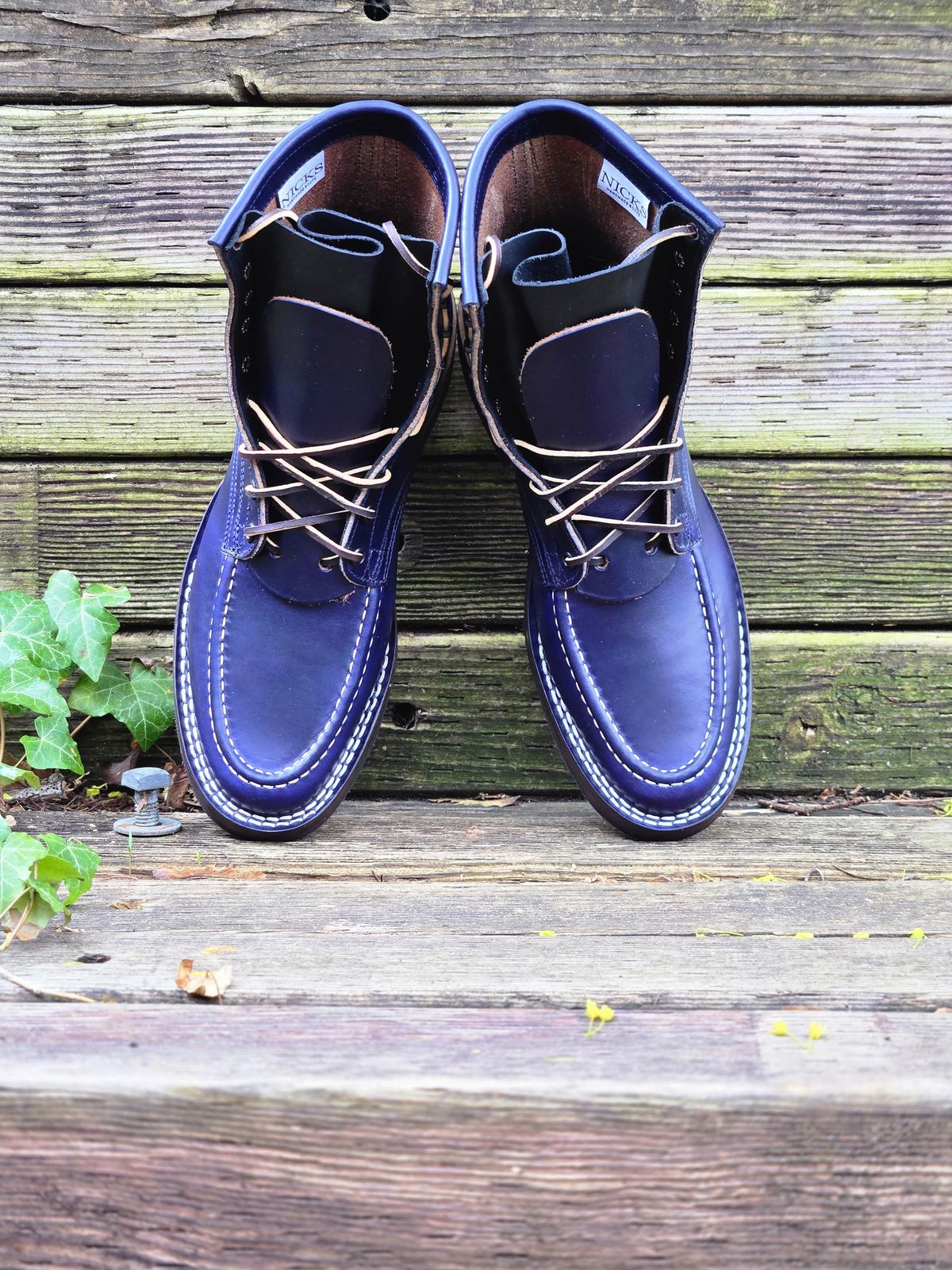 Photo by ShnyHntr91 on April 18, 2026 of the Nicks 1925 Last Moc Toes in Wickett & Craig, Double Stuffed Cobalt.