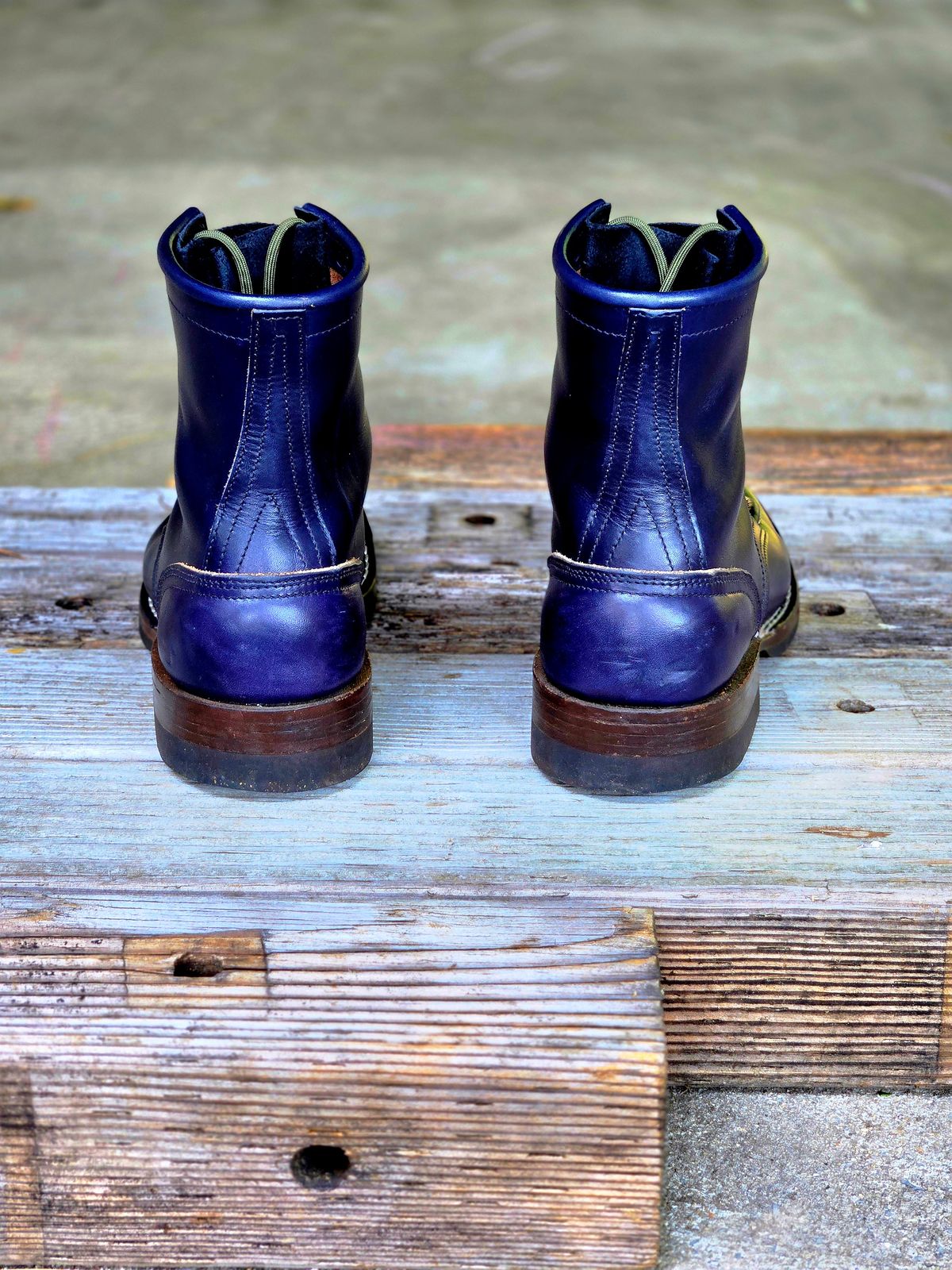 Photo by ShnyHntr91 on July 1, 2026 of the Nicks 1925 Last Moc Toes in Wickett & Craig, Double Stuffed Cobalt.