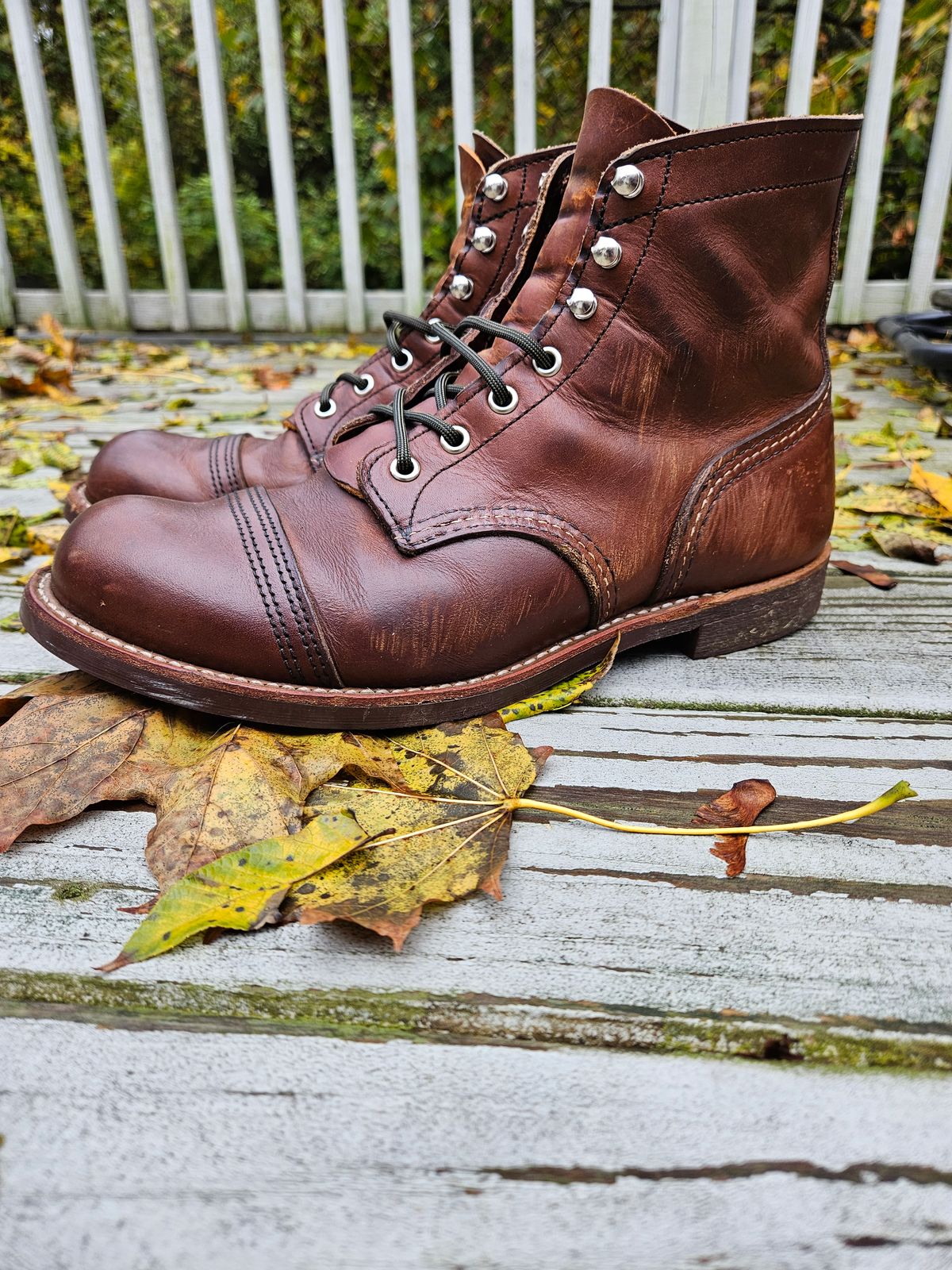 Photo by ShnyHntr91 on October 20, 2023 of the Red Wing Iron Ranger in S.B. Foot Amber Harness.