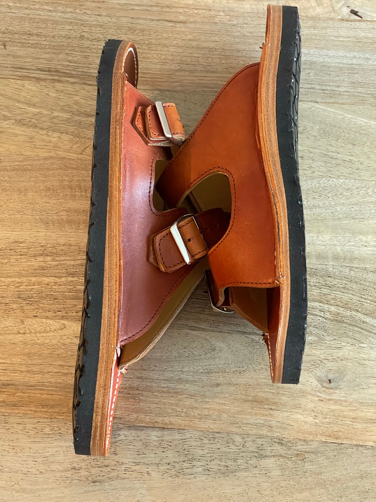 Photo by weltedshoes on October 2, 2022 of the Zerrows Two Strap Sandal in Dark Brown Douglas.