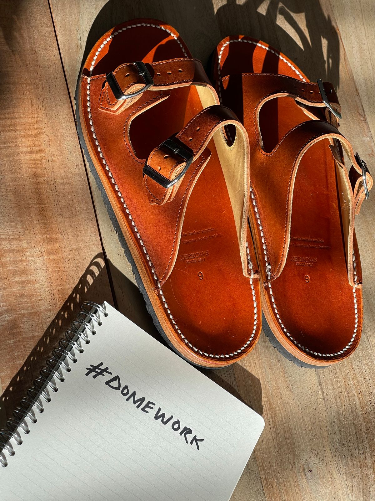 Photo by weltedshoes on October 2, 2022 of the Zerrows Two Strap Sandal in Dark Brown Douglas.