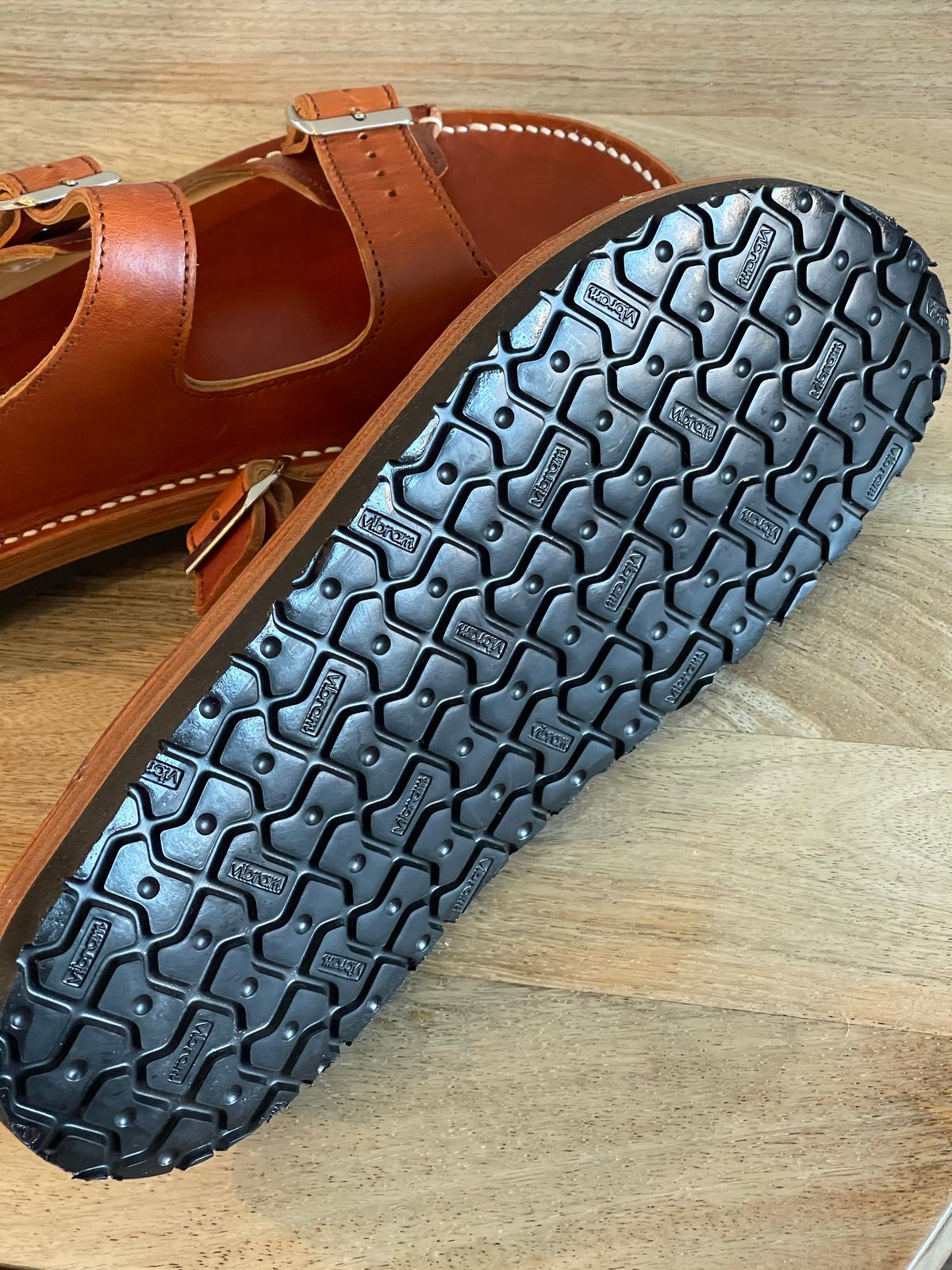 Photo by weltedshoes on October 2, 2022 of the Zerrows Two Strap Sandal in Dark Brown Douglas.
