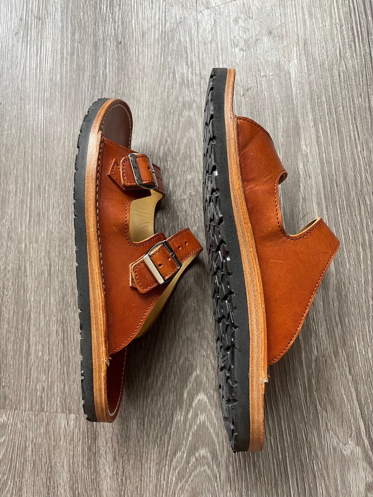 Photo by weltedshoes on November 1, 2022 of the Zerrows Two Strap Sandal in Dark Brown Douglas.