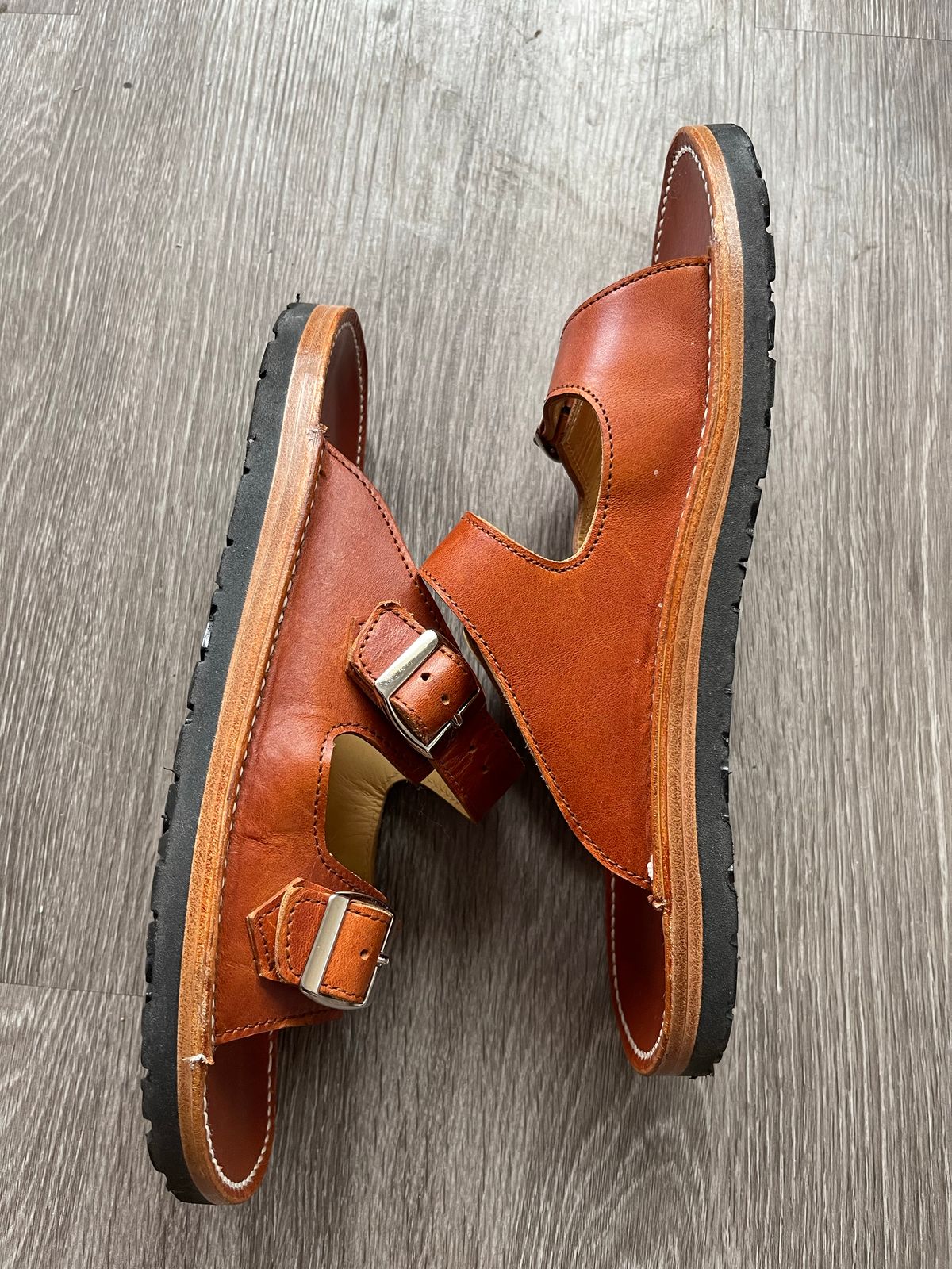 Photo by weltedshoes on November 1, 2022 of the Zerrows Two Strap Sandal in Dark Brown Douglas.