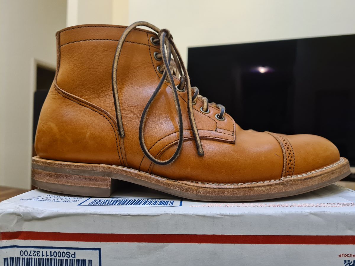 Photo by mormus on January 5, 2023 of the Viberg Service Boot in Tochigi Natural Cowhide.