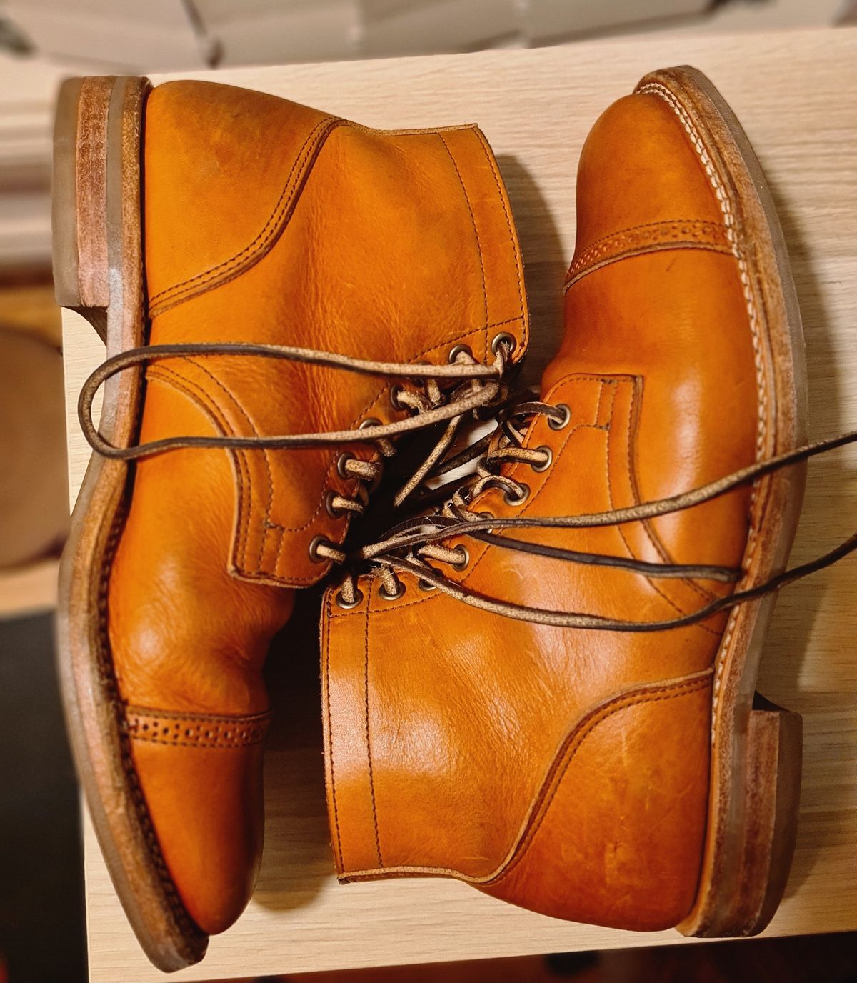 Photo by mormus on April 5, 2023 of the Viberg Service Boot in Tochigi Natural Cowhide.