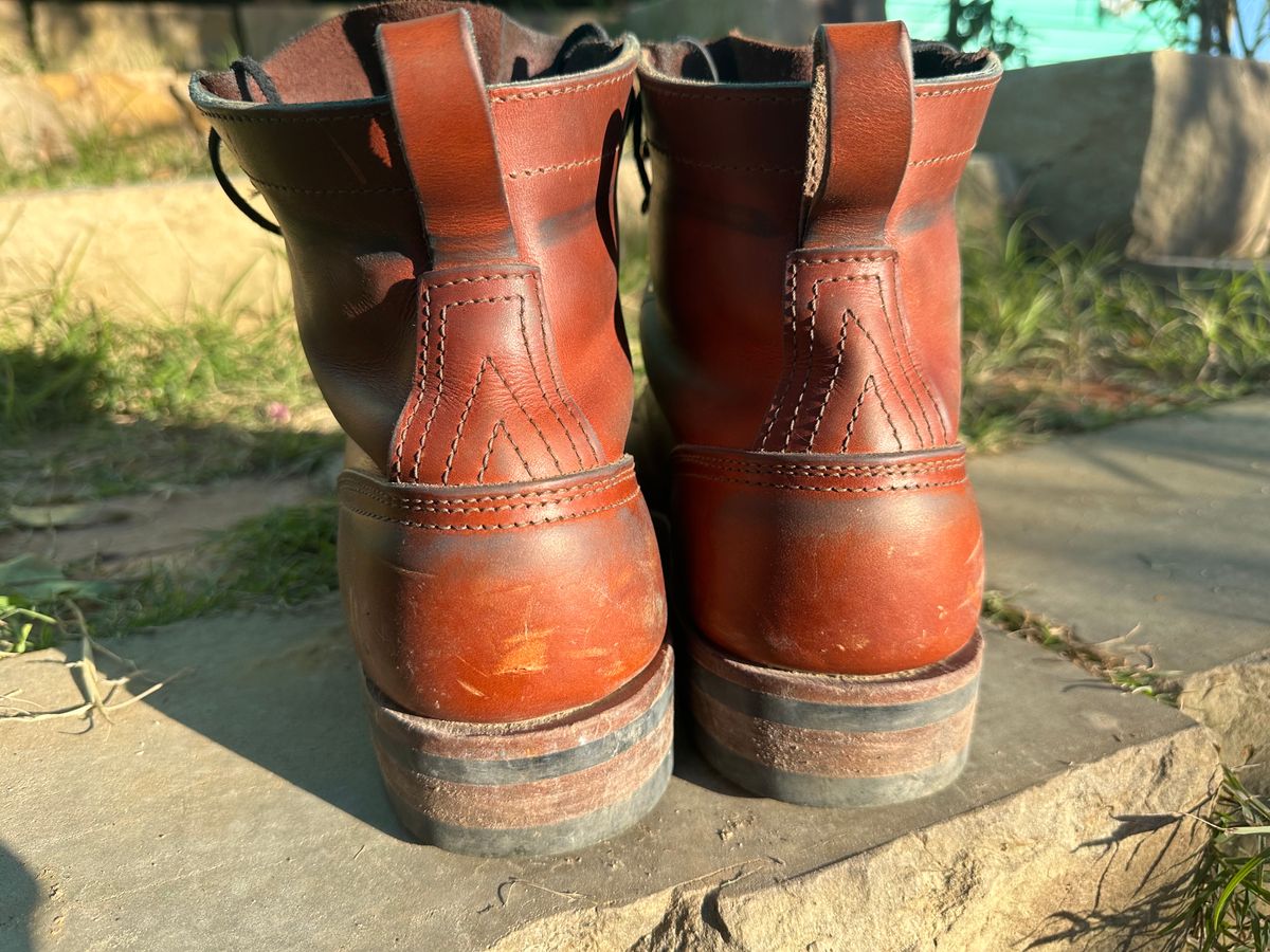 Photo by bootsfeet on December 5, 2023 of the Nicks Falcon in Wickett & Craig Tan Oiled Latigo.