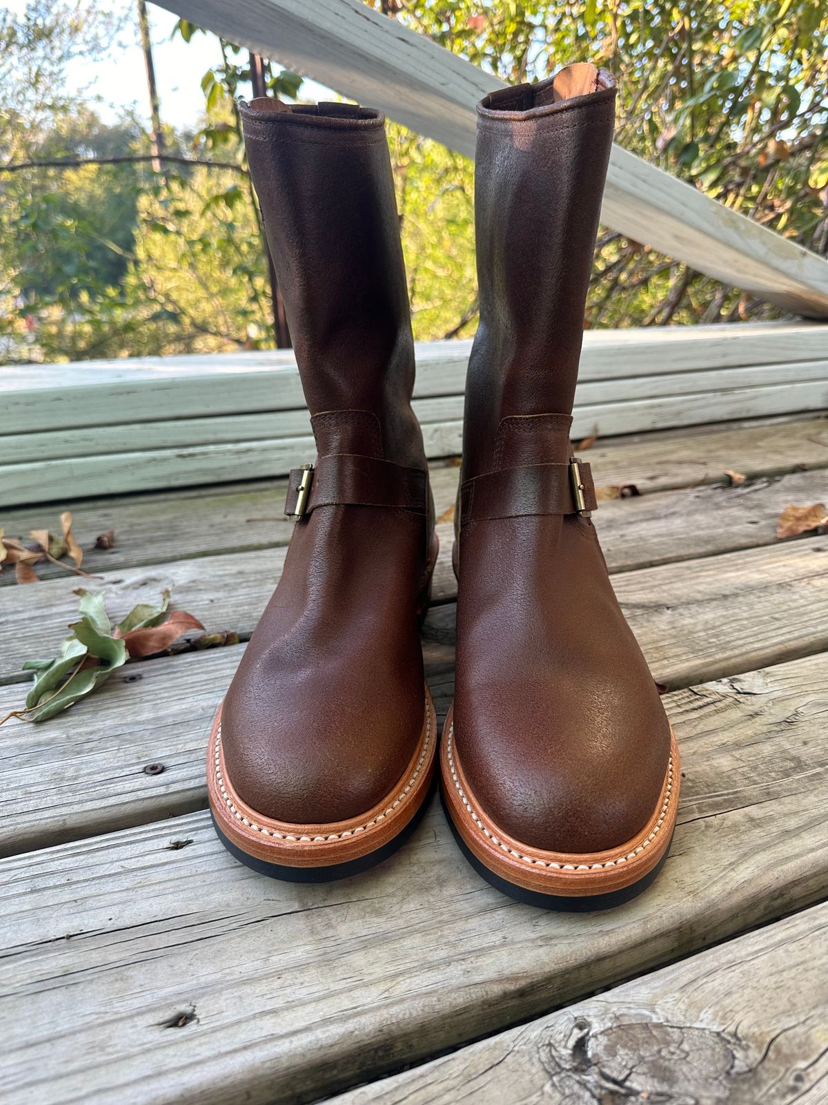 Photo by bootsfeet on October 1, 2024 of the John Lofgren Wabash Engineer Boots in HORWEEN SHF  Reverse Horsehide.