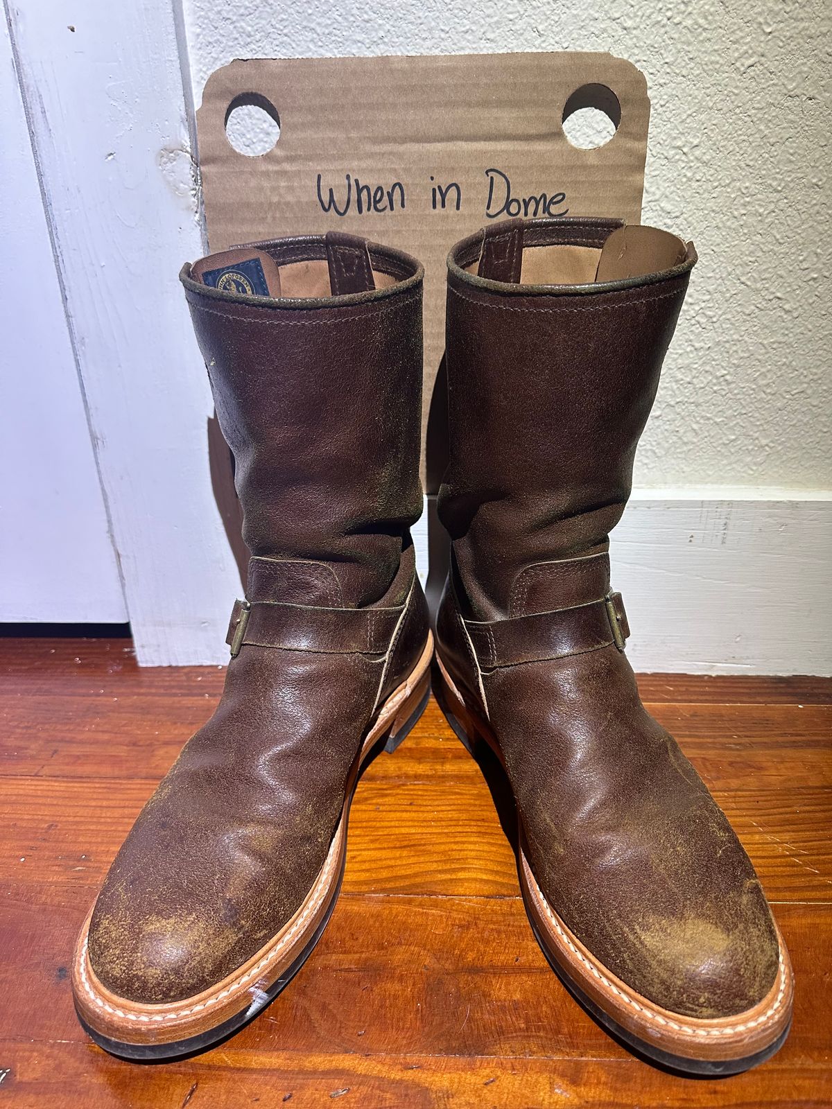 Photo by bootsfeet on November 6, 2024 of the John Lofgren Wabash Engineer Boots in HORWEEN SHF  Reverse Horsehide.
