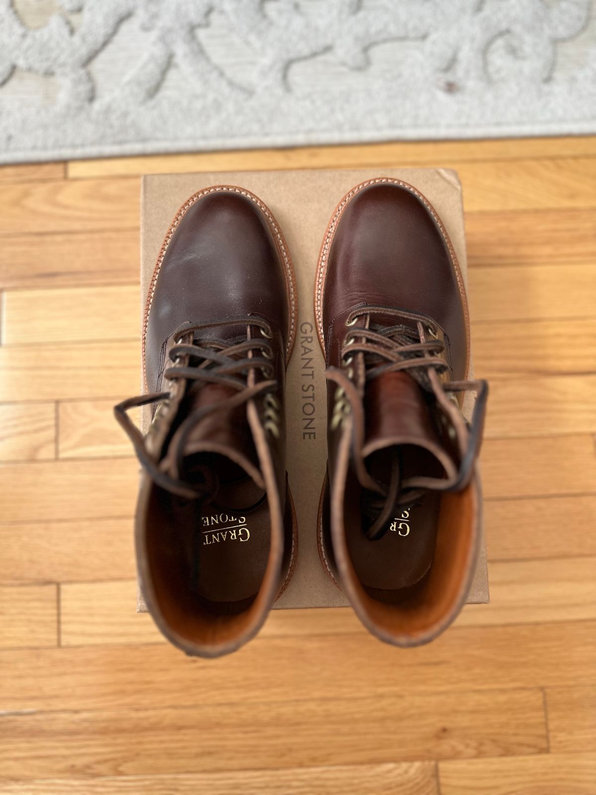 Photo by cbmoore10 on October 1, 2023 of the Grant Stone Diesel Boot in Horween Crimson Chromexcel.