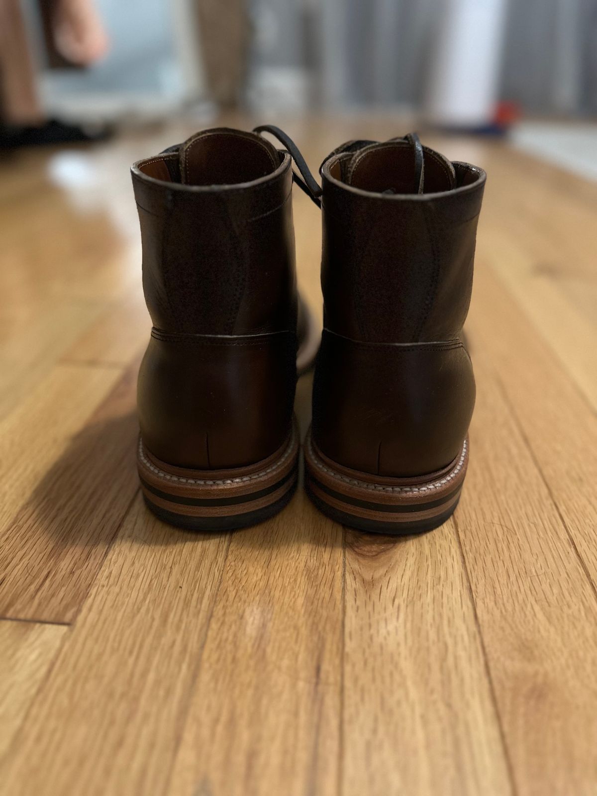 Photo by cbmoore10 on November 6, 2023 of the Grant Stone Diesel Boot in Horween Crimson Chromexcel.