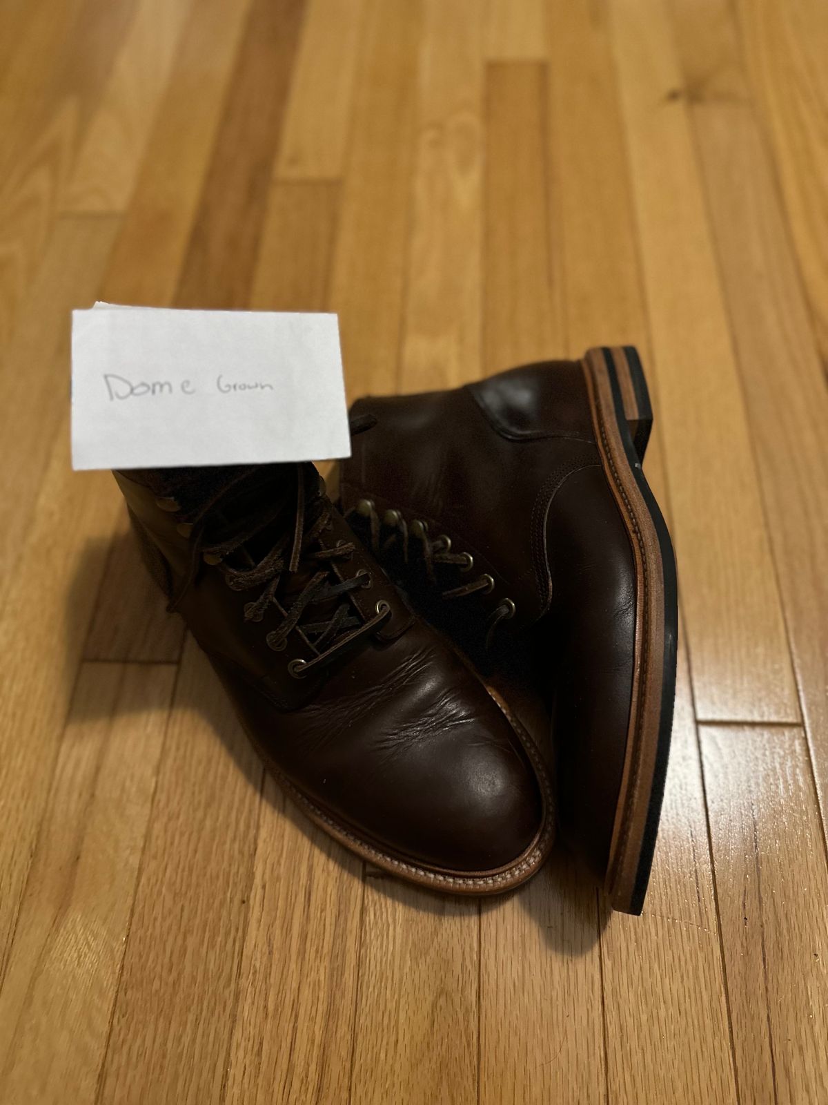 Photo by cbmoore10 on November 6, 2023 of the Grant Stone Diesel Boot in Horween Crimson Chromexcel.
