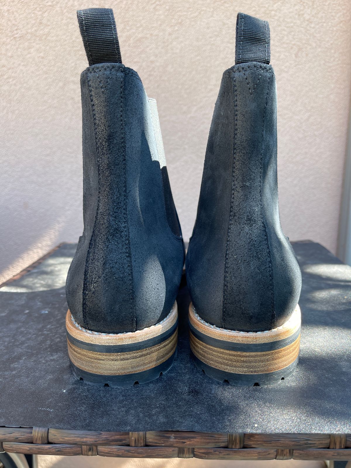 Photo by thelibertytree on October 1, 2022 of the Mark Albert Chelsea Boot in C.F. Stead Black Waxy Commander Suede.