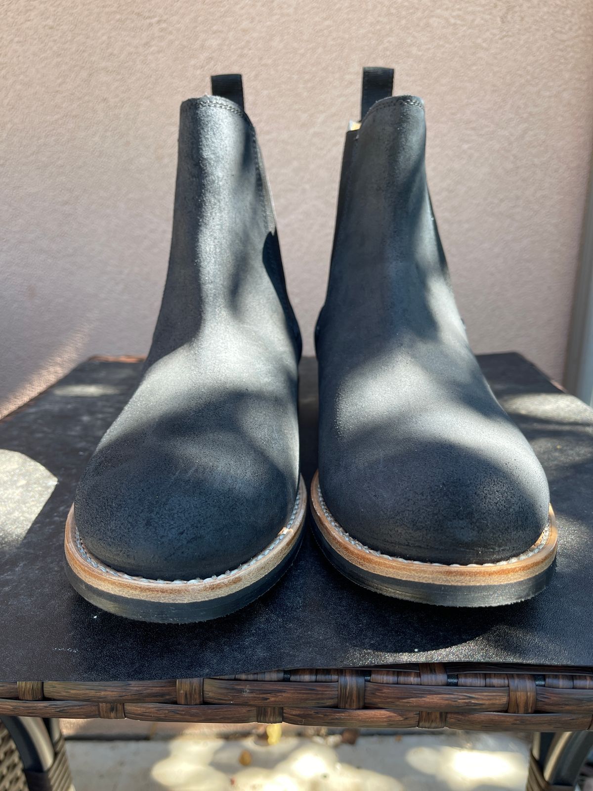 Photo by thelibertytree on October 1, 2022 of the Mark Albert Chelsea Boot in C.F. Stead Black Waxy Commander Suede.
