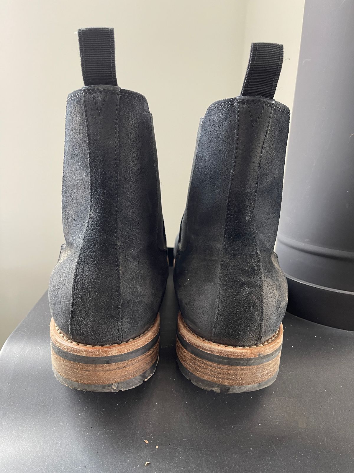 Photo by thelibertytree on January 2, 2023 of the Mark Albert Chelsea Boot in C.F. Stead Black Waxy Commander Suede.