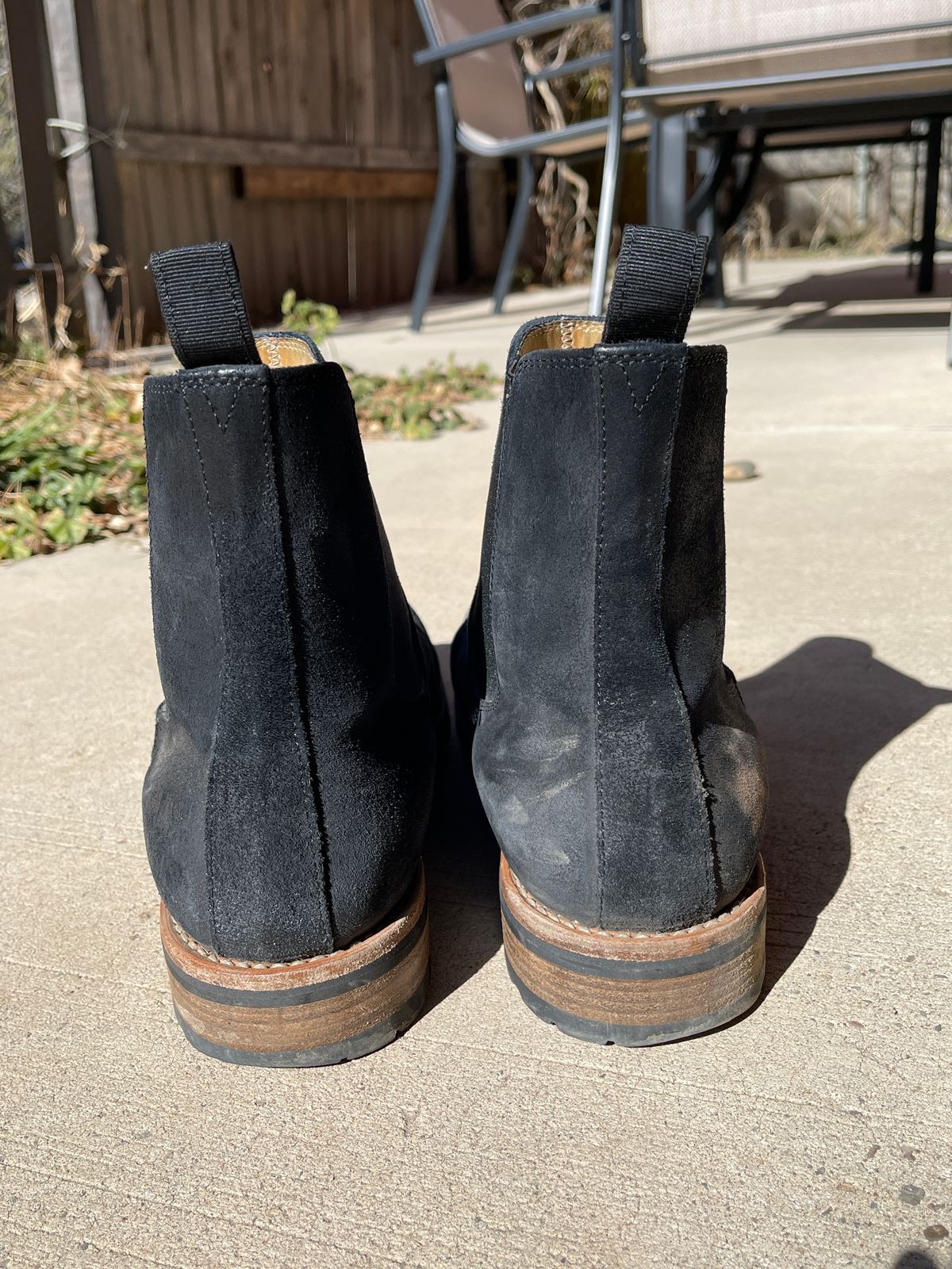Photo by thelibertytree on February 4, 2023 of the Mark Albert Chelsea Boot in C.F. Stead Black Waxy Commander Suede.