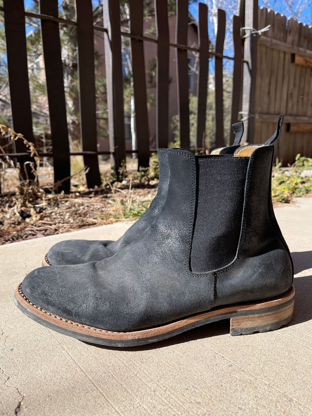Photo by thelibertytree on February 4, 2023 of the Mark Albert Chelsea Boot in C.F. Stead Black Waxy Commander Suede.