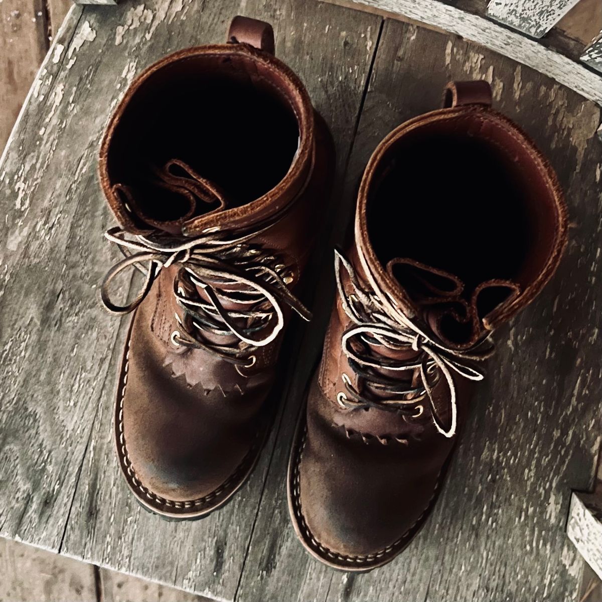 Photo by RyanAK on December 1, 2023 of the Nicks BuilderPro in Seidel 1964 Brown Roughout.