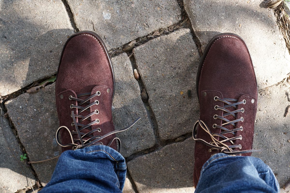 Photo by boootlicker on October 1, 2023 of the NF Bootmaker Fritz Boot in J&FJ Baker Australian Nut Panel Hide Roughout.