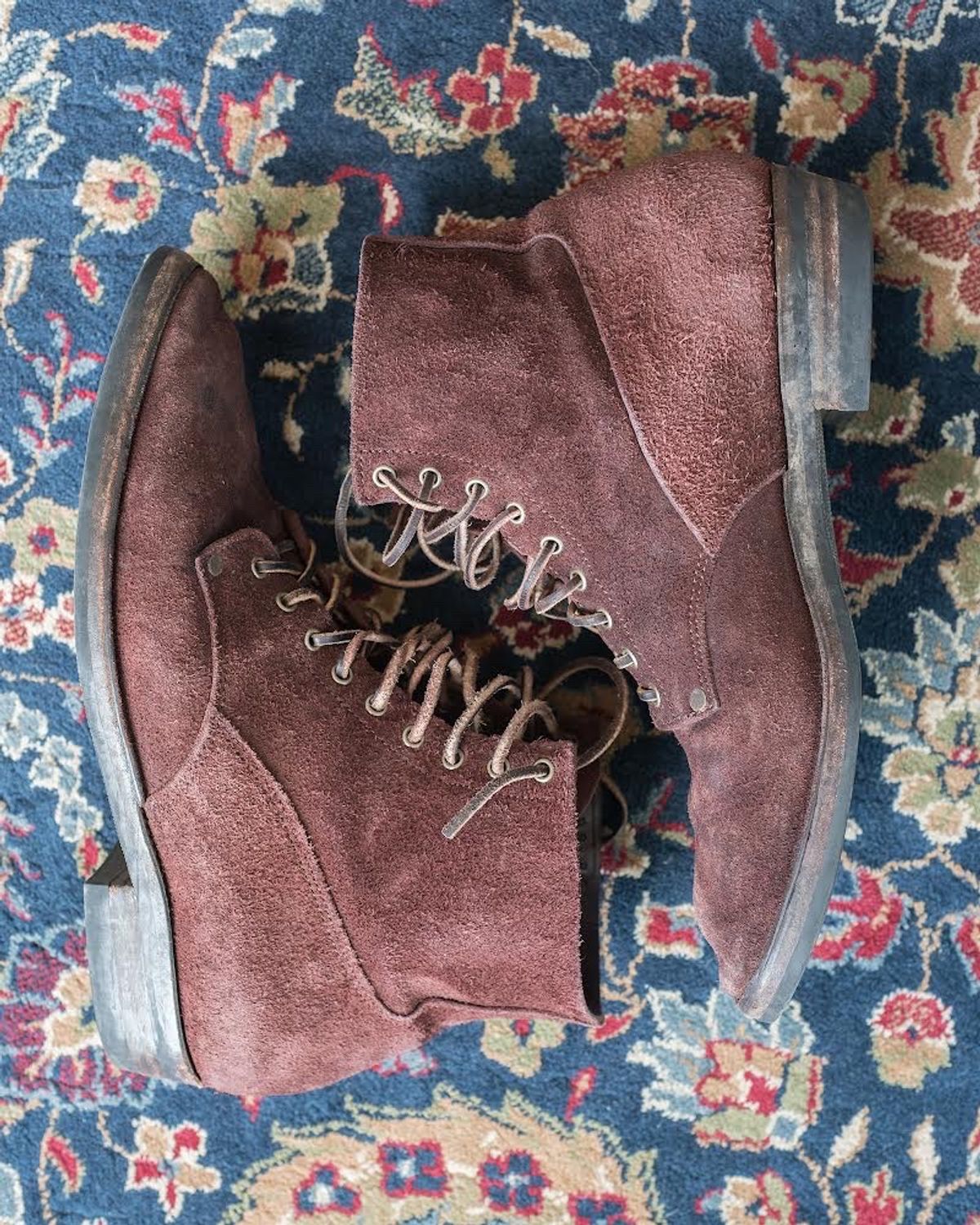 Photo by boootlicker on February 2, 2024 of the NF Bootmaker Fritz Boot in J&FJ Baker Australian Nut Panel Hide Roughout.