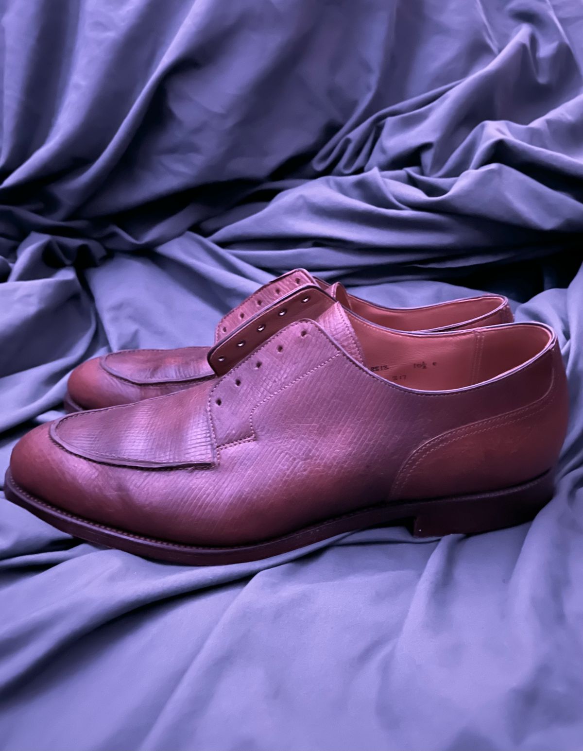 Photo by boootlicker on November 10, 2022 of the Crockett & Jones x New & Lingwood Split Toe Derby in 1786 Russian Reindeer Hide.