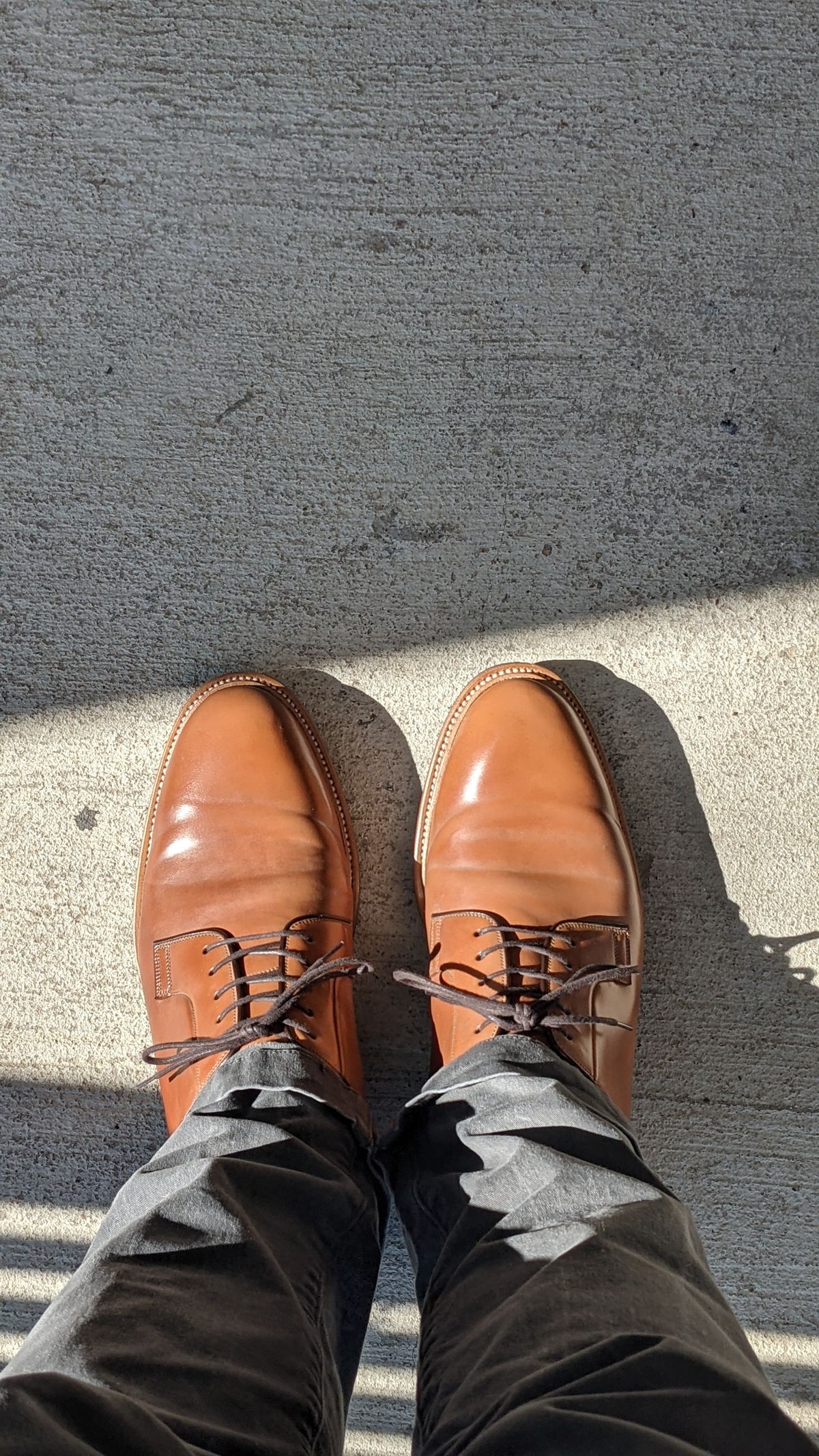 Photo by conicalsquare on April 18, 2021 of the Carmina Plain Toe Blucher Shoes 531 in Horween Natural Shell Cordovan.