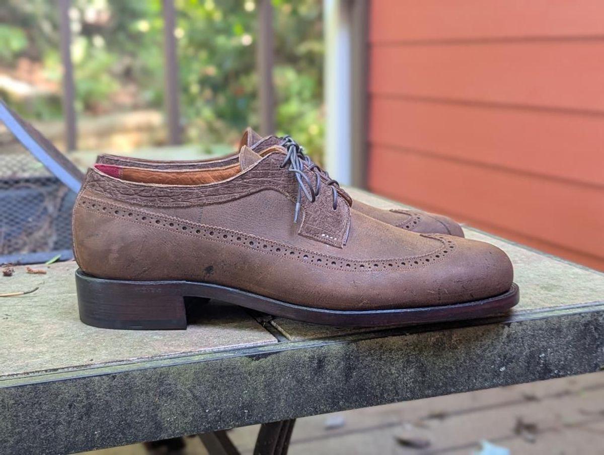 Photo by selvedge_and_welted on June 5, 2025 of the Arno Custom Model in C.F. Stead Snuff Waxed Kudu & Hippo.