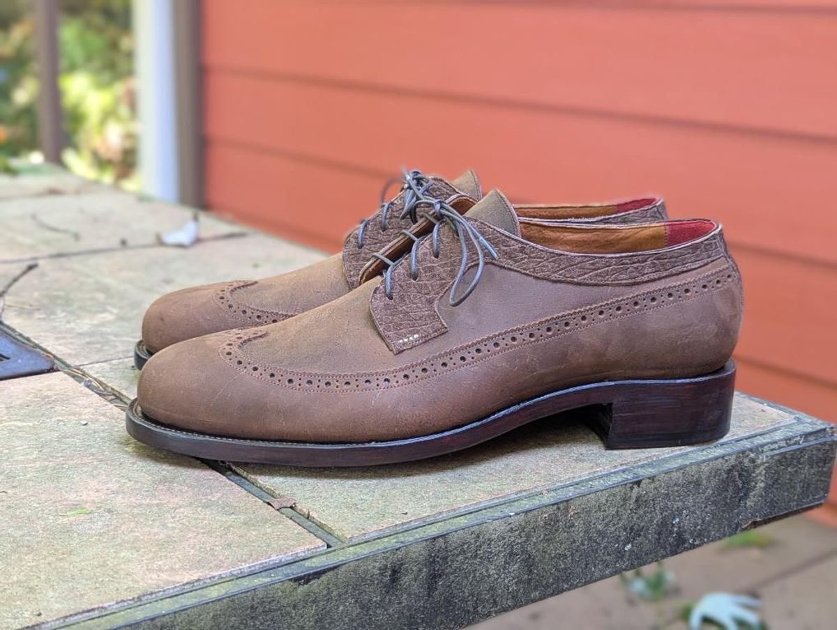 Photo by selvedge_and_welted on June 5, 2025 of the Arno Custom Model in C.F. Stead Snuff Waxed Kudu & Hippo.