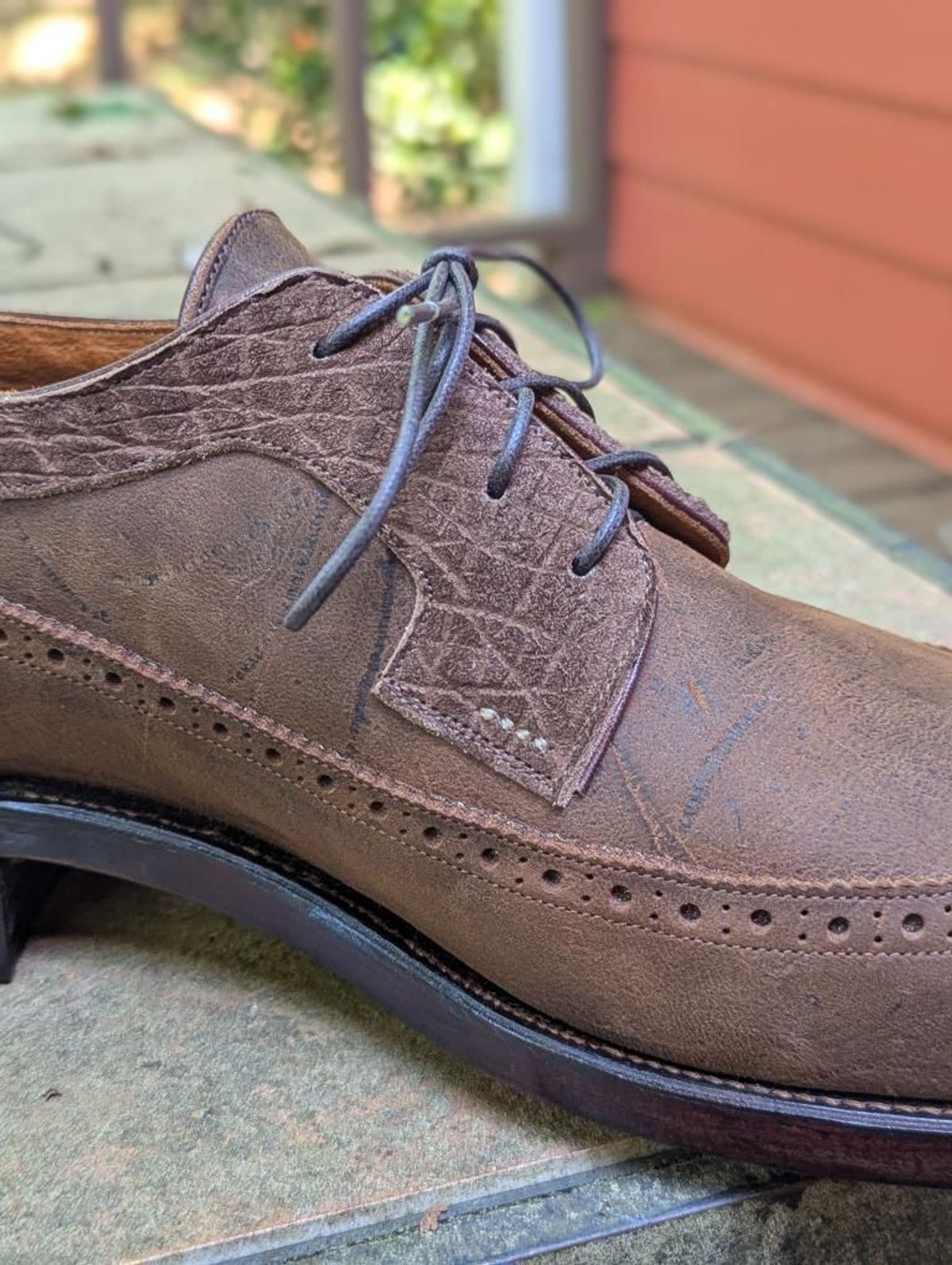Photo by selvedge_and_welted on June 5, 2025 of the Arno Custom Model in C.F. Stead Snuff Waxed Kudu & Hippo.