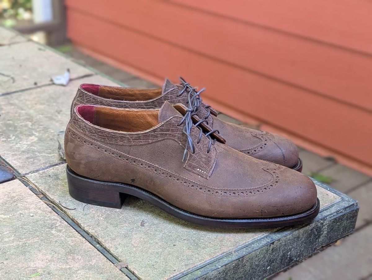 Photo by selvedge_and_welted on June 5, 2025 of the Arno Custom Model in C.F. Stead Snuff Waxed Kudu & Hippo.