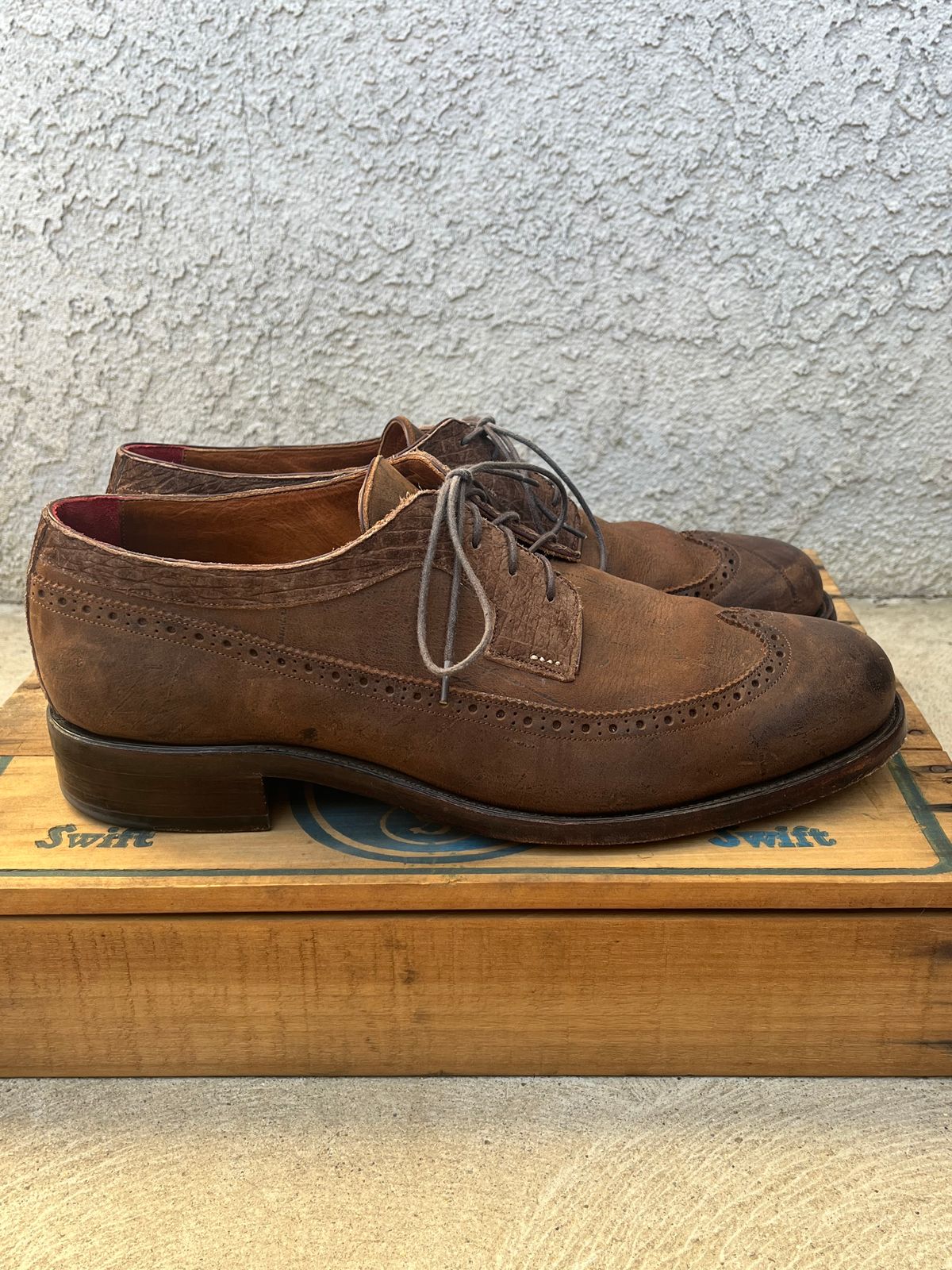 Photo by selvedge_and_welted on October 5, 2025 of the Arno Custom Model in C.F. Stead Snuff Waxed Kudu & Hippo.