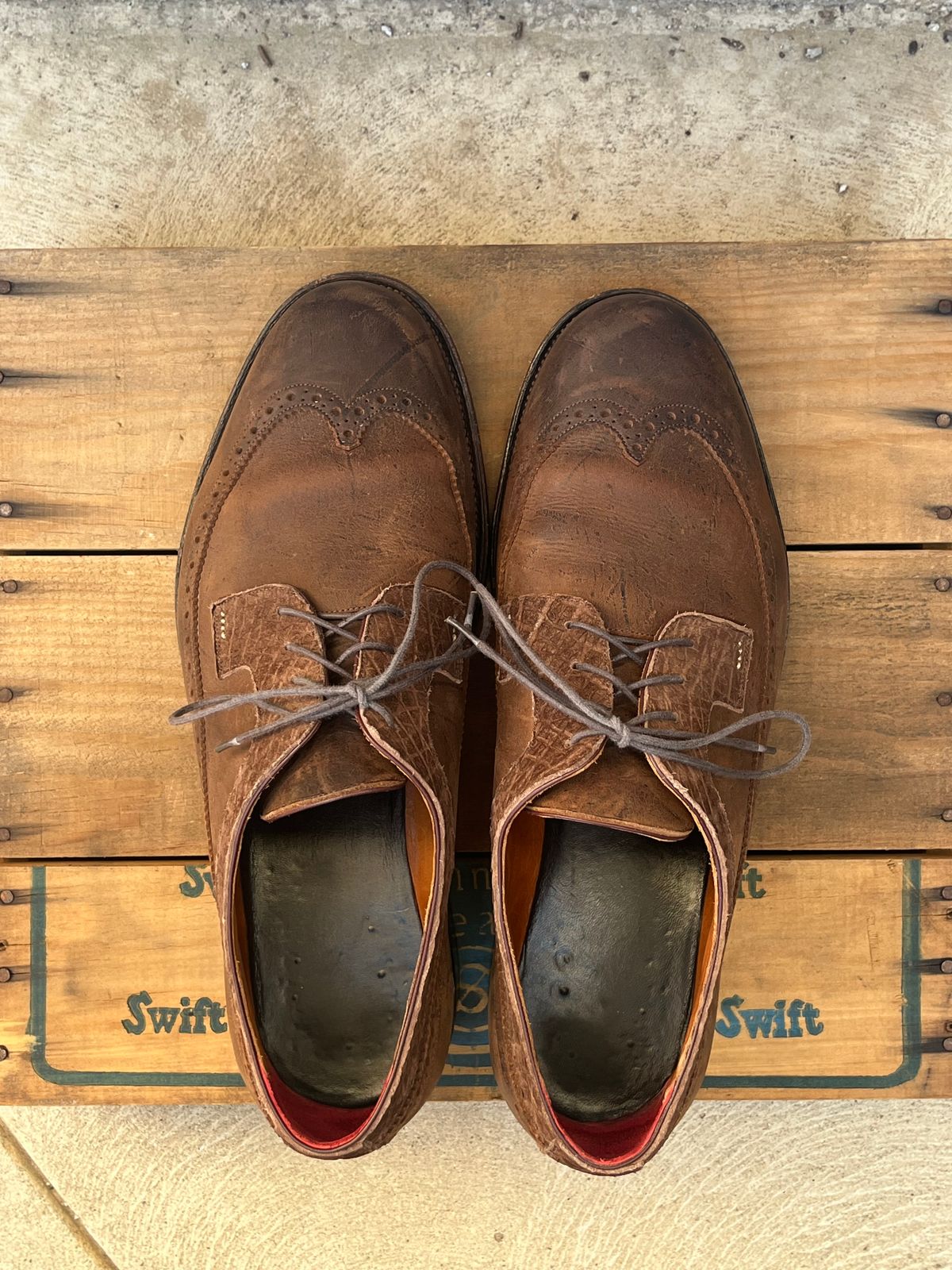 Photo by selvedge_and_welted on October 5, 2025 of the Arno Custom Model in C.F. Stead Snuff Waxed Kudu & Hippo.
