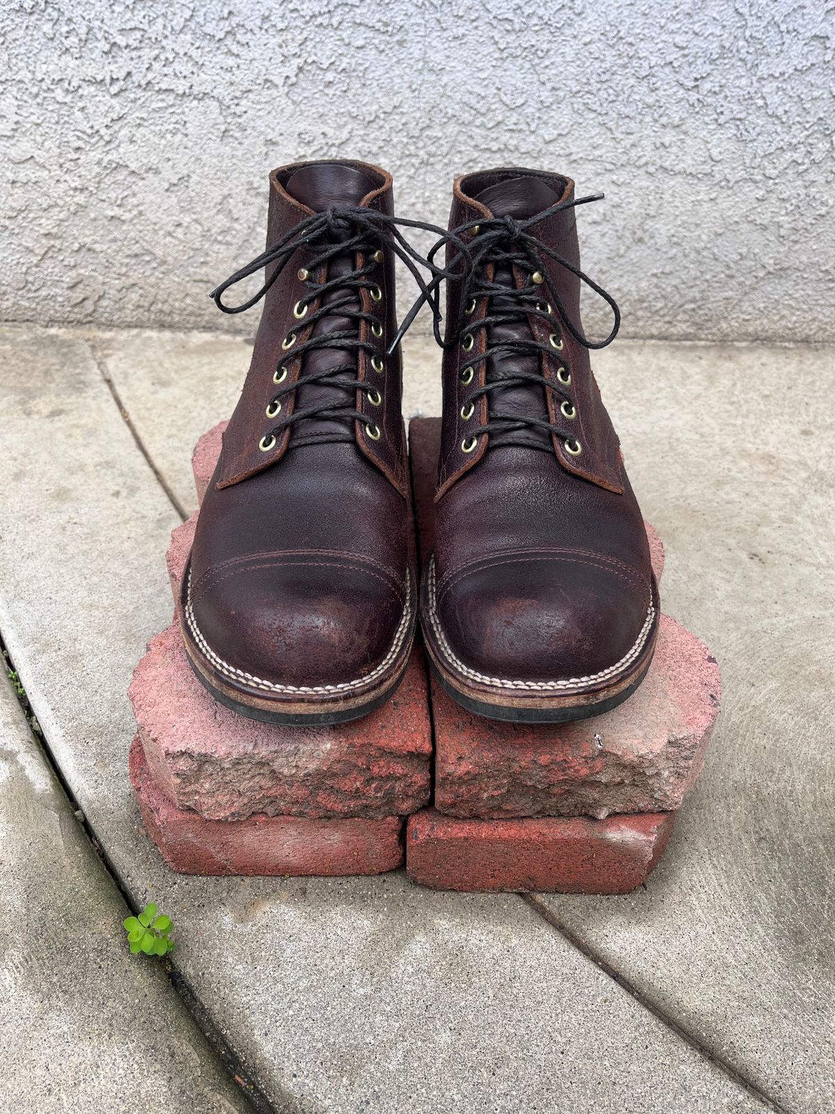 Photo by selvedge_and_welted on February 1, 2024 of the Viberg Service Boot in Horween Brown Waxed Flesh.