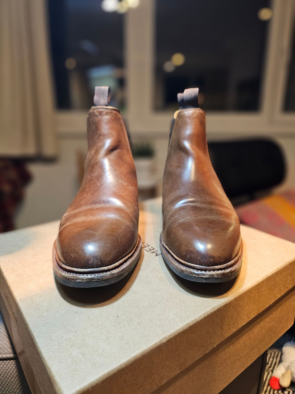 Photo by crunchyonion on December 5, 2023 of the Meermin Chelsea Boot in Tobacco Waxy Shell Cordovan.